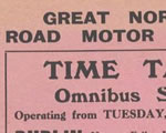 Printed time table of GNR omnibus service Dublin – Cavan, 1930. Taken from Paddy Mallon collection
