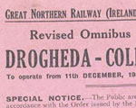 Printed time table of GNR omnibus service Dublin-Collon-Ardee 1933. Taken from Paddy Mallon collection